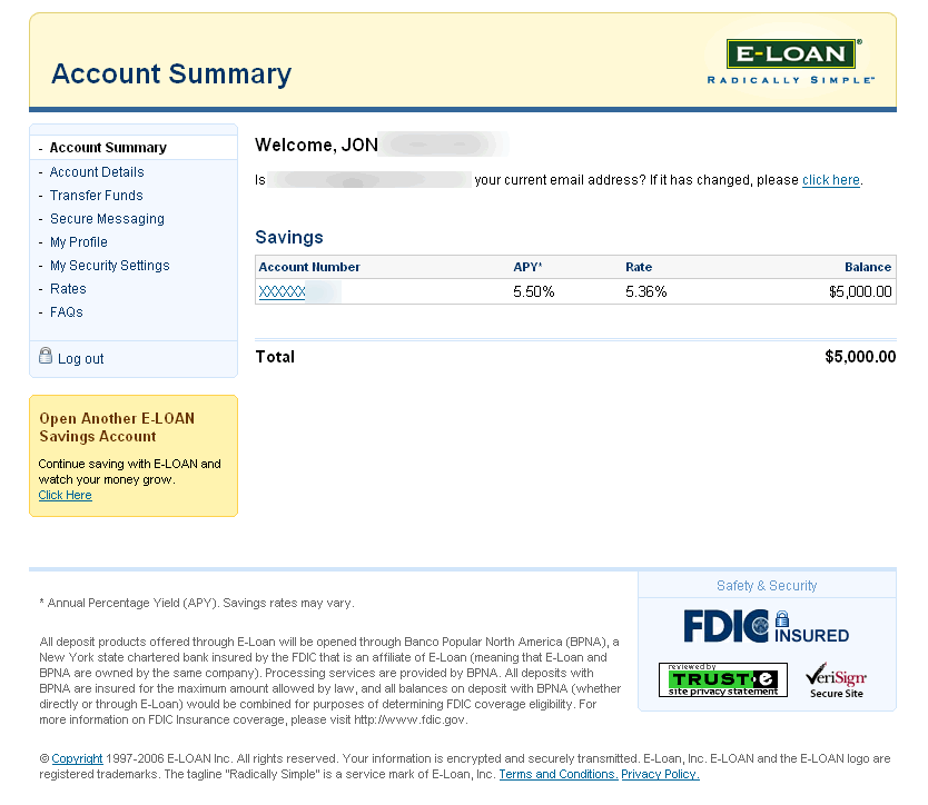 E-Loan 5.50% APY Savings Account Review