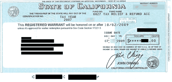 State Of California Refund Checks