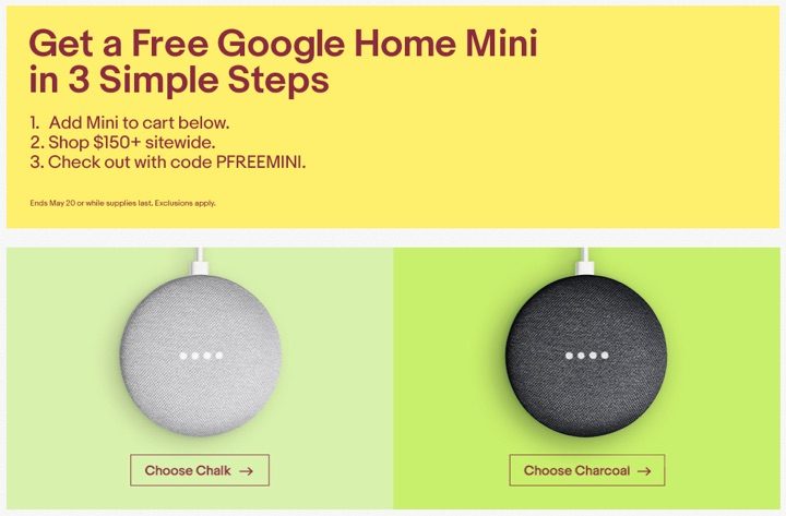 eBay: Spend $150+, Get Free Google Home Mini ($49 Value)