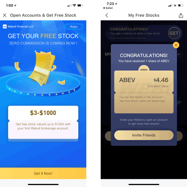 Webull App: Free Stock Trades + Free Share of Stock Referral Bonus