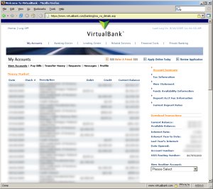 VirtualBank Screen Capture