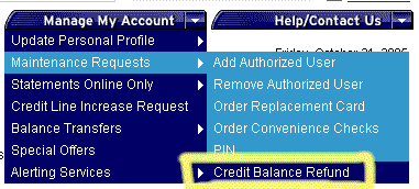 Credit Balance Request Screenshot