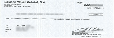 Citi Dividend Check Scan