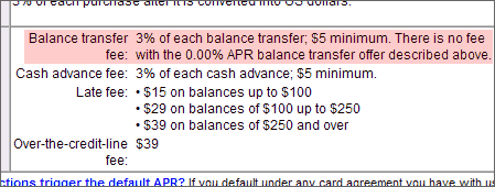 No Balance Transfer Fee Screenshot