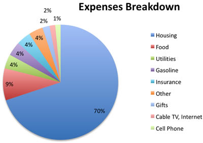 Pie Chart On Monthly Expenses Of A Family