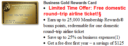 The New Business Gold Rewards Card from American Express Screenshot