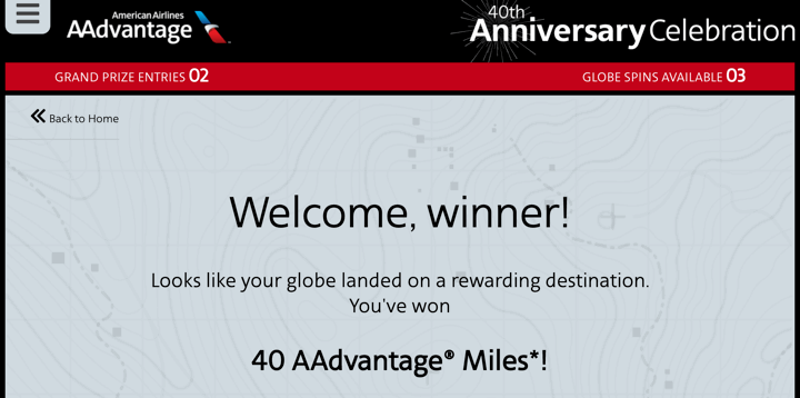 American Airlines 40th Anniversary Prize Drawing: Free Miles