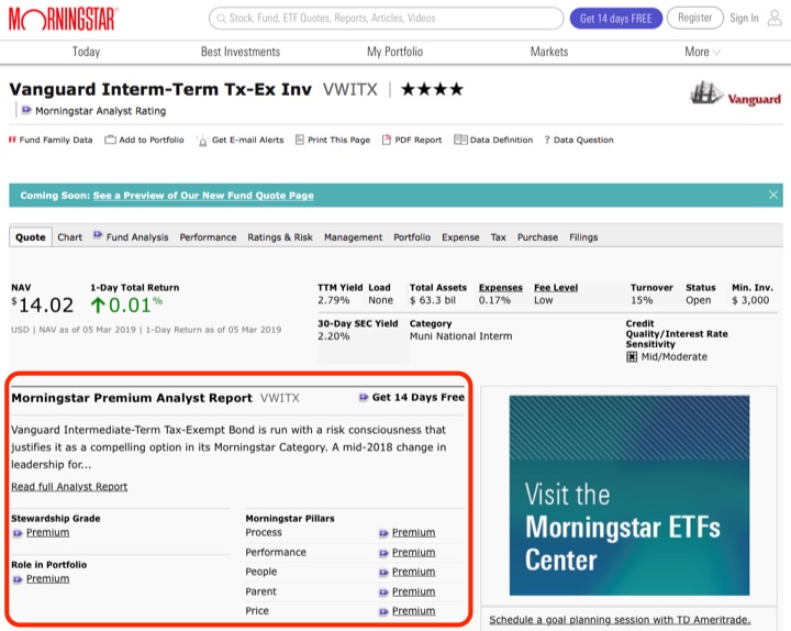 Free Morningstar Premium Mutual Fund Reports via Public Library Card