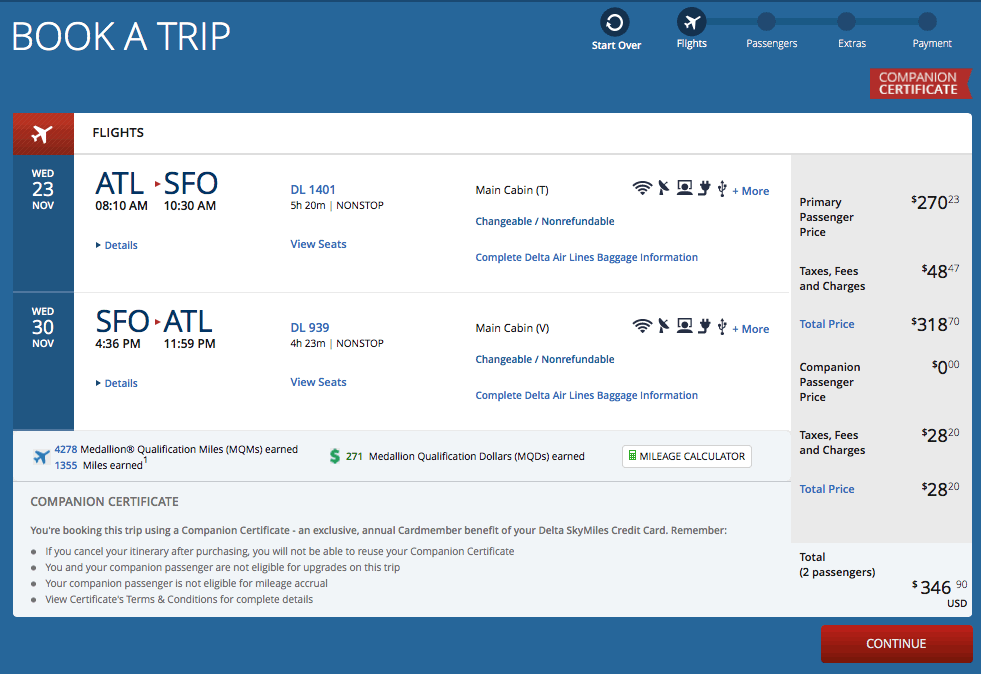 Delta skymiles companion ticket