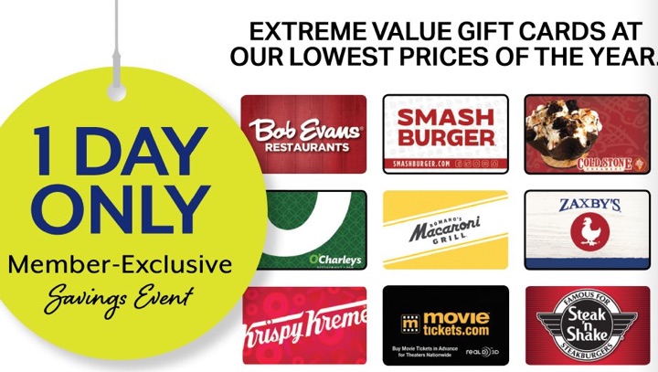 Sam’s Club 1-Day Sale, Saturday 11/9 : Gift Cards 30% Off Face Value