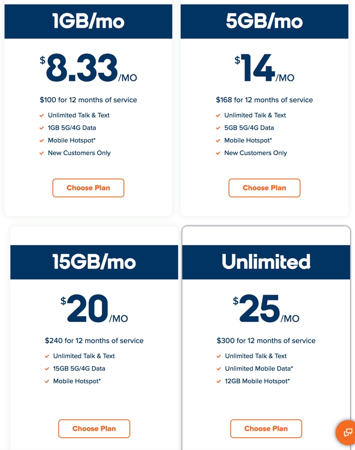 <div>Boost Mobile Annual Plans .33/mo for 1 GB, /mo for 35 GB “Unlimited” Data  (AT&T MVNO)</div>