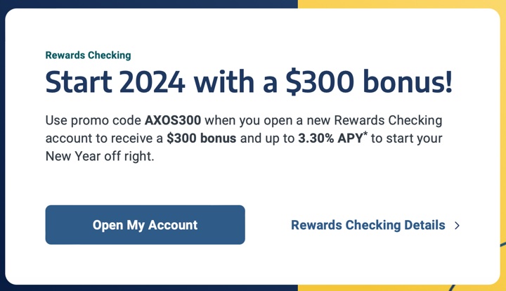Axos Bank Cashback Checking $300 Bonus w/ Direct Deposit