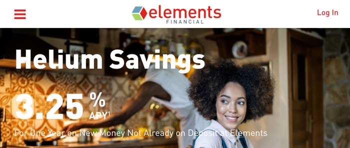 Elements Financial CU: 3.25% APY Savings Guaranteed For 1 Year, 4% APY Rewards Checking