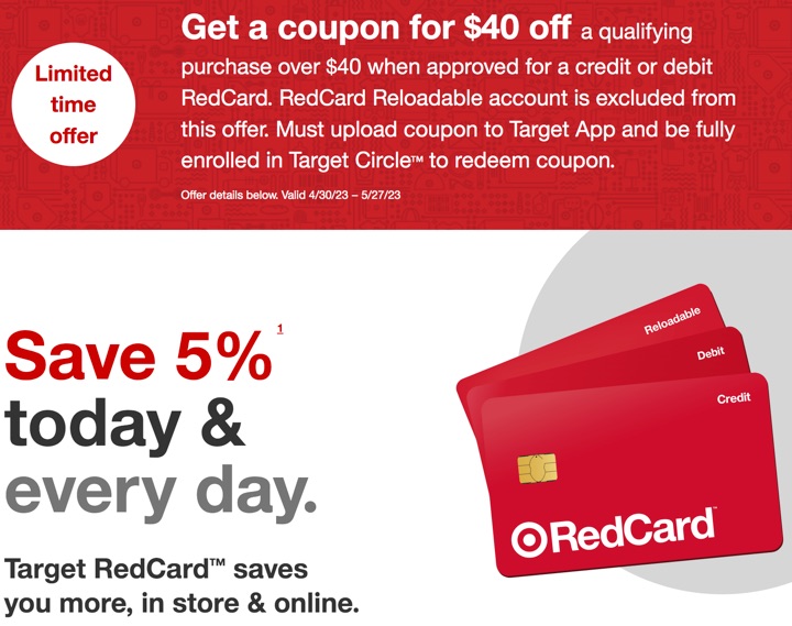 Target RedCard 5% Off, $40 Off Coupon For New Approvals