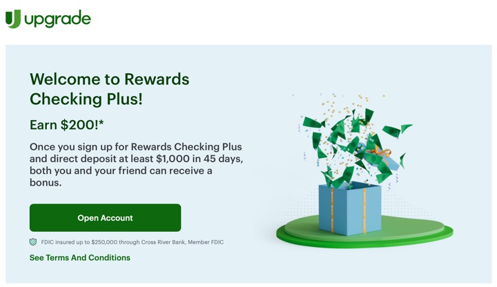 Upgrade Rewards Checking $200 Referral Bonus + 5.07% APY Savings