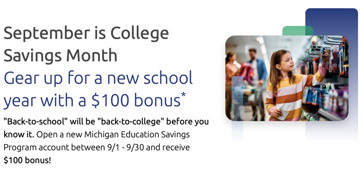 Michigan MESP 529 College Savings Plan: $100 Bonus Per Accountholder/Beneficiary Combo