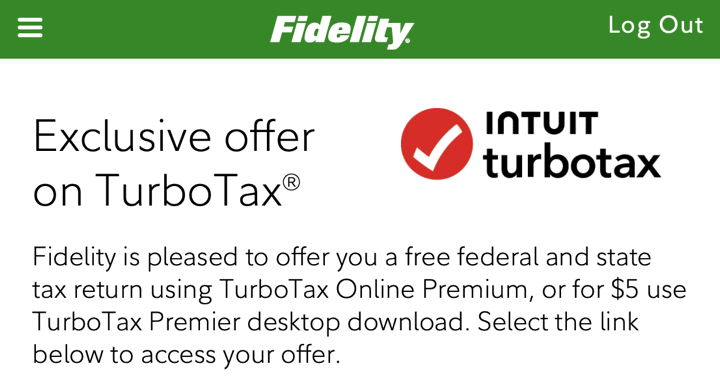 Targeted Fidelity Customers: Free TurboTax Premium Online ($5 for Download)